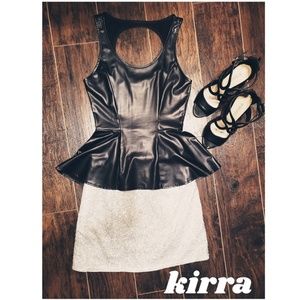 Faux Leather Peplum Open Back Sleeveless Top